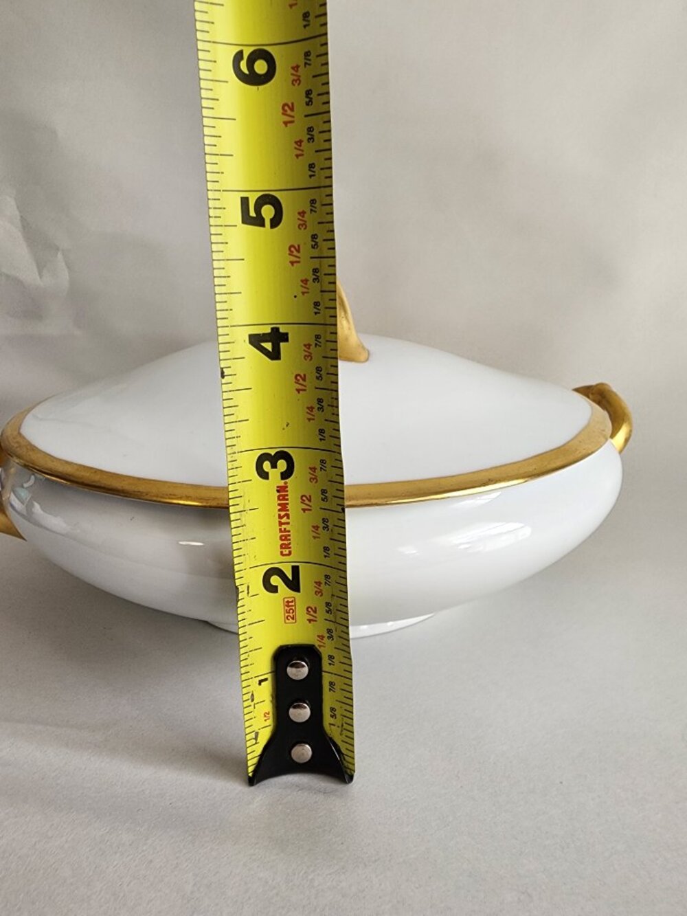 Vintage Heinrich & Co H&C Selb Bavaria Covered Serving Bowl White Gold Trim - Picture 8 of 8